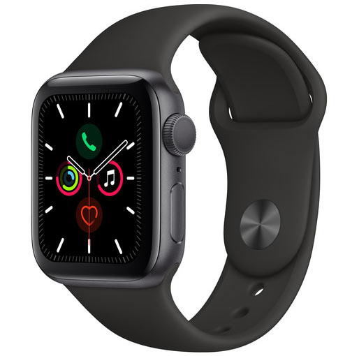 Apple Watch Series 5 (GPS Only, 44mm, Space Gray Aluminum, Black Sport Band)