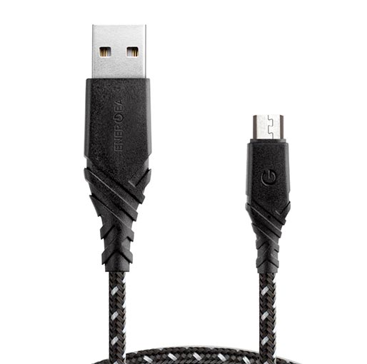 Energea DuraGlitz Charge & Sync USB-A to Micro USB Cable 18cm-Black