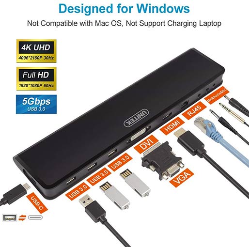 UNITEK Dual-Display USB 3.0 Universal Docking Station with HDMI