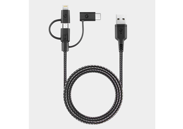 Energea NyloTough 3-in-1 Cable (Micro-USB + Lightning + USB-C tip)