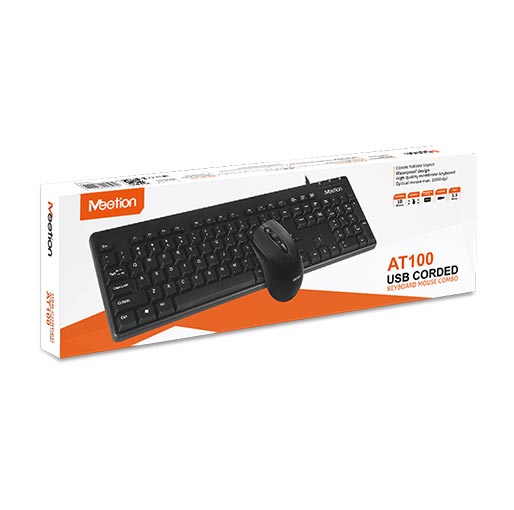 MEETION AT100 USB Corded Keyboard and Mouse Combo Image 1