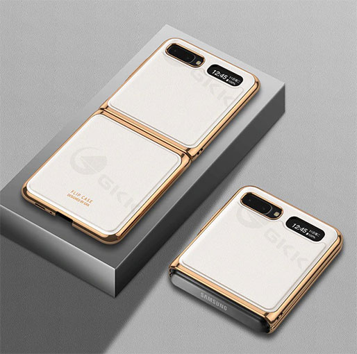 GKK Samsung Galaxy Z Flip Luxury Leather Fold Anti-knock Hard Cover Case with Plating Edge Pattern 4