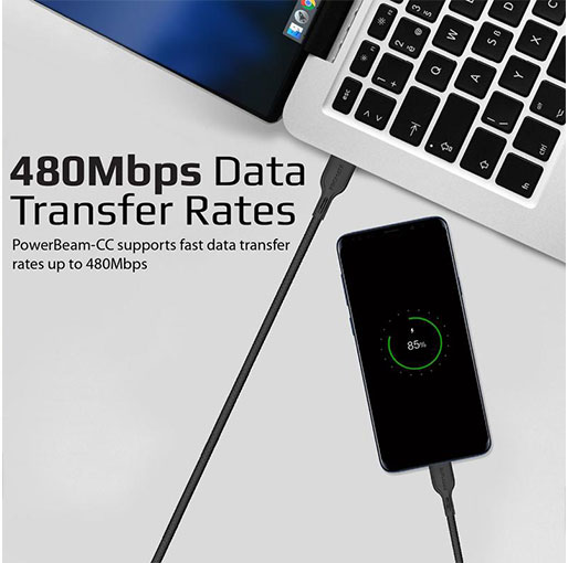 Promate Powerbeam-CC 1.2m USB-C to USB-C 60W Power Delivery Enabled Data Sync & Charge Cable