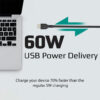 Promate Powerbeam-CC 1.2m USB-C to USB-C 60W Power Delivery Enabled Data Sync & Charge Cable