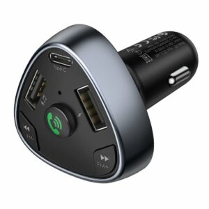 Hoco E51 Car Charger with Bluetooth FM Transmitter (Dual USB Output & Type-C)
