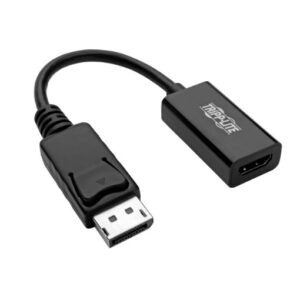 Tripp Lite DisplayPort to HDMI 4K 60Hz Active Adapter (M/F), Latching Connector, Black, DP1.2, HDCP 2.2, 6-in. (15.24)cm