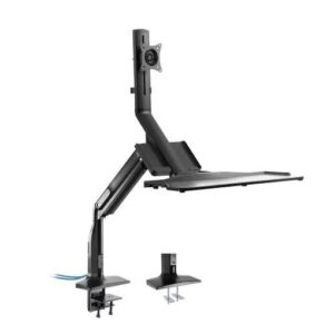 Skill Tech Sit-Stand Work Station Desk Mount Single Monitor With Keyboard Tray