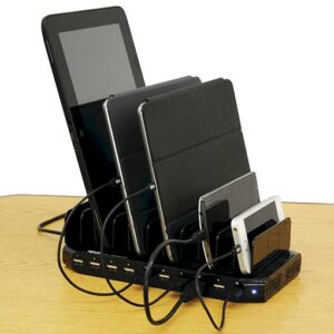 Tripplite 10-Port USB Charging Station with Adjustable Storage, 12V 8A (96W) USB Charger Output, Schuko Power Cord