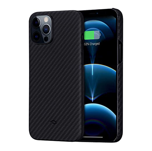 PITAKA Magnetic Phone Case for iPhone 12 Pro 6.7" Minimalist MagEZ Case -Black/Grey (Twill)