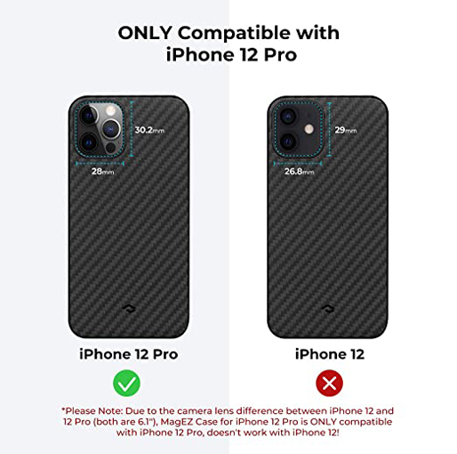 PITAKA Magnetic Phone Case for iPhone 12 Pro 6.7" Minimalist MagEZ Case -Black/Grey (Twill)