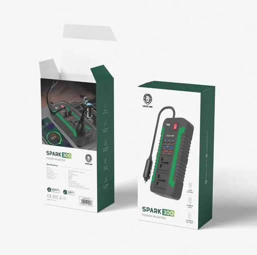 Green Lion Spark 300 Power Inverter,300W Power 2x AC Socket ,4x USB-A Port ,3x Type-C PD Port