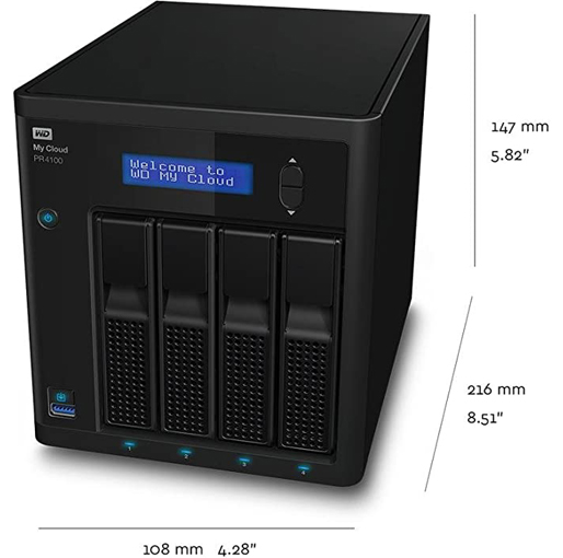 WD Diskless My Cloud Pro Series PR4100 Network Attached Storage - NAS - WDBNFA0000NBK-NESN