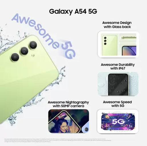 Samsung Galaxy A54 5G 8GB, 256GB Storage Dual Sim - Awesome Lime