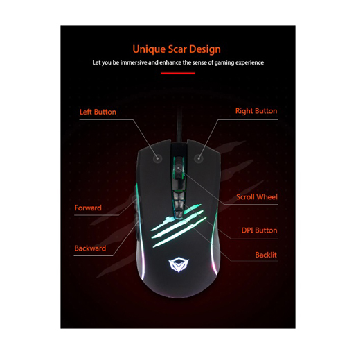 Meetion MT-C011 Wired Gaming Mouse And Pad Combo - Black