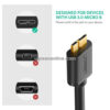 Ugreen 10840 0.5m micro usb 3.0 male to usb 3.0 cable us130 10010840