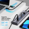 Unitek 10-in-1 USB-C 5Gbps Hub with Power Switch (8*USB-A 5Gbps + 2*USB-C 5Gbps), 12V Power Adapter, with 2-in-1 USB-C/USB-A Cable, With BC1.2 Charging Function